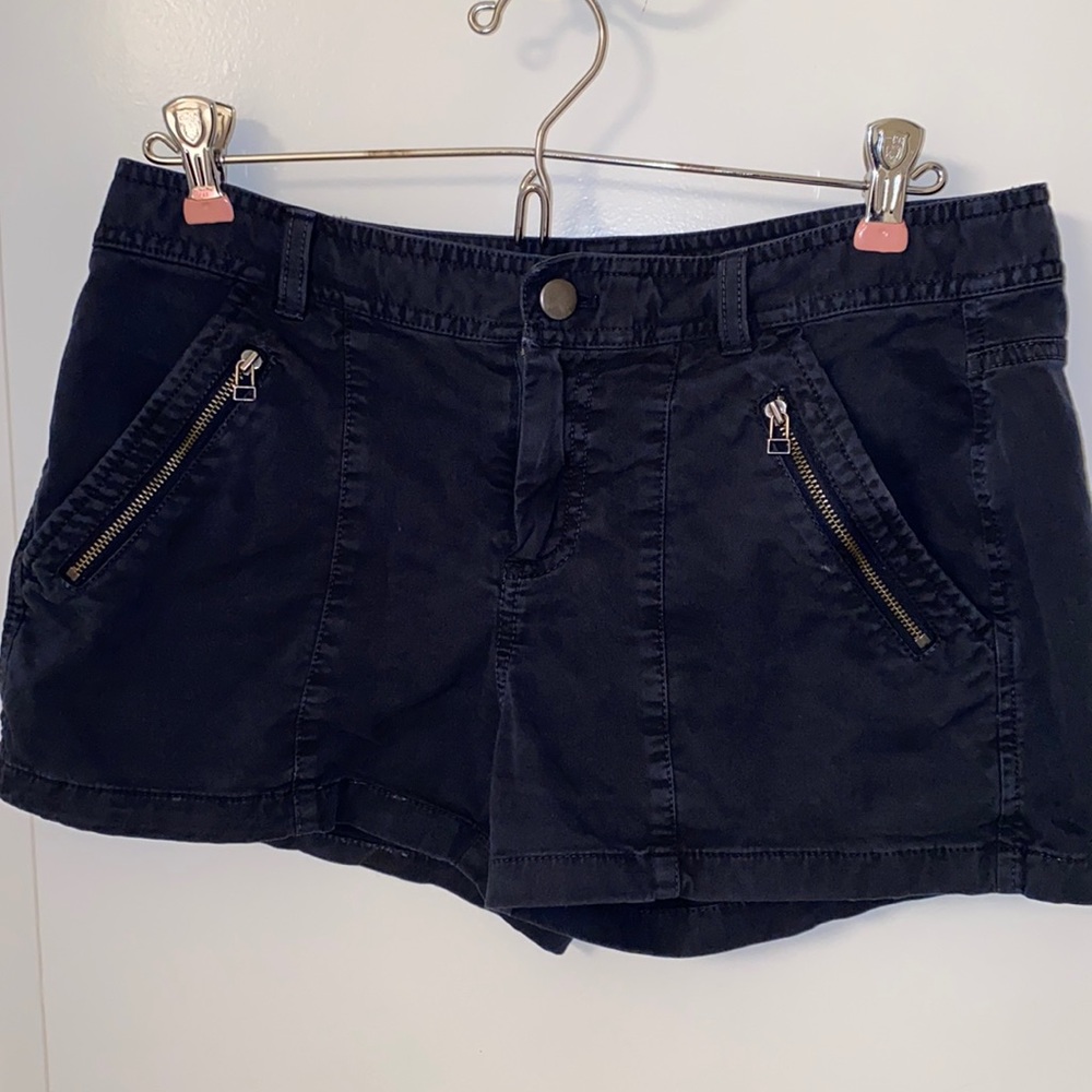 Navy Shorts with Zipper Detail